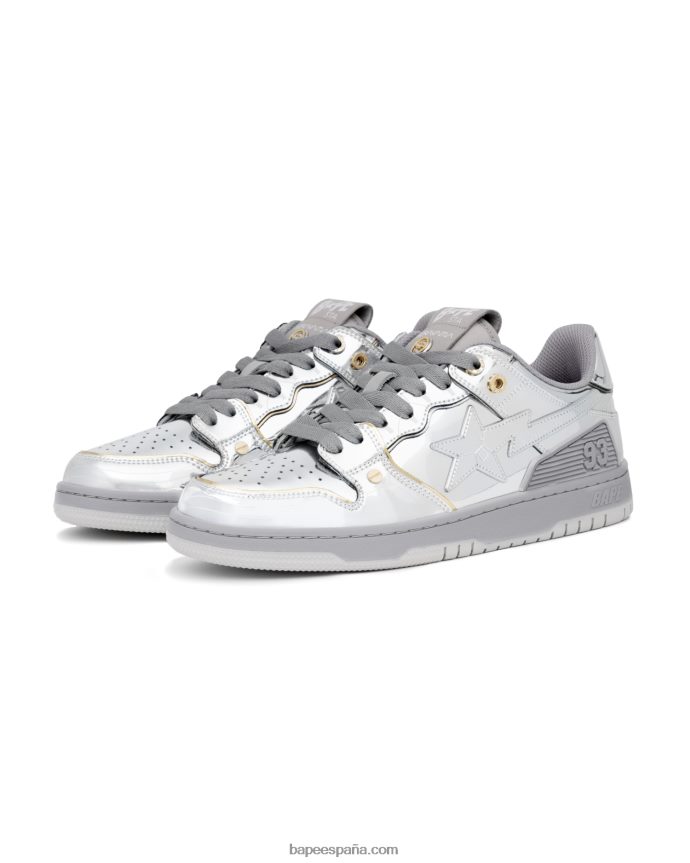 hombres A Bathing Ape zapatillas x hajime sorayama sk8 sta 288PLL716 plata