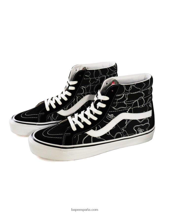 hombresbape x vans línea abc camo sk8-hi 288PLL724 negro