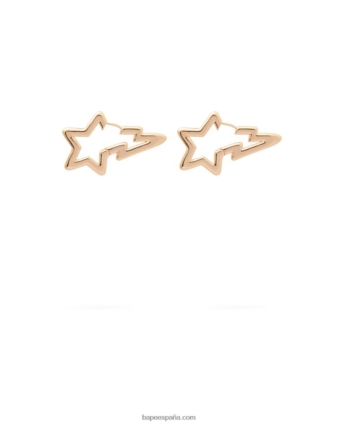 mujer A Bathing Ape aretes con logo y cristales 288PLL1112 oro