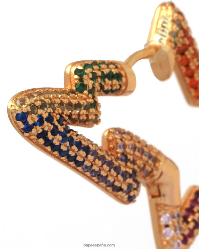 mujer A Bathing Ape aretes con logo y cristales 288PLL1112 oro