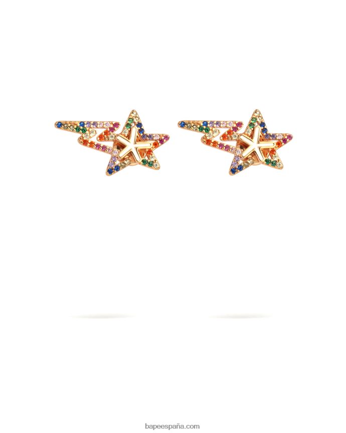 mujer A Bathing Ape aretes con logo y cristales 288PLL1123 oro
