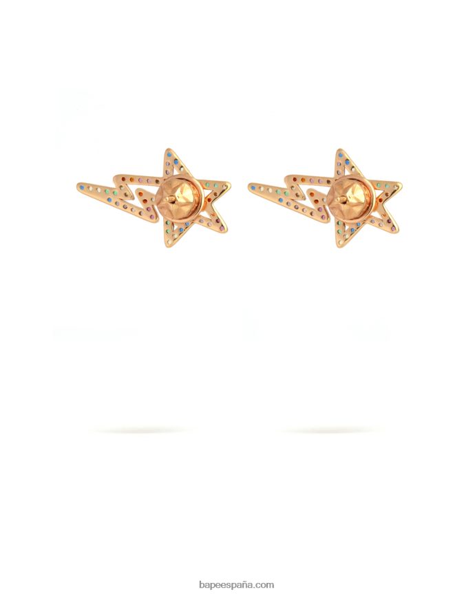 mujer A Bathing Ape aretes con logo y cristales 288PLL1123 oro