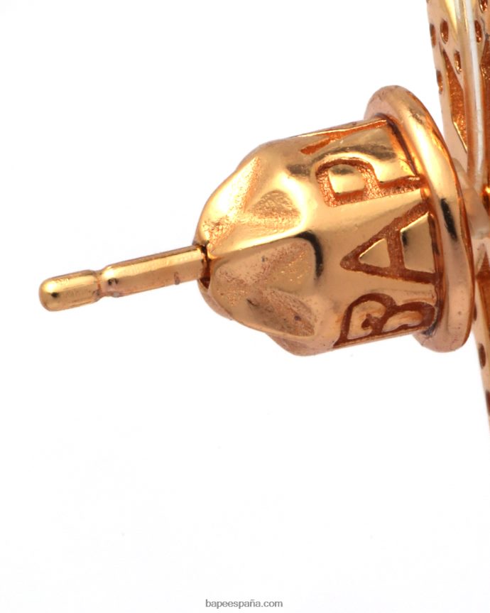 mujer A Bathing Ape aretes con logo y cristales 288PLL1123 oro