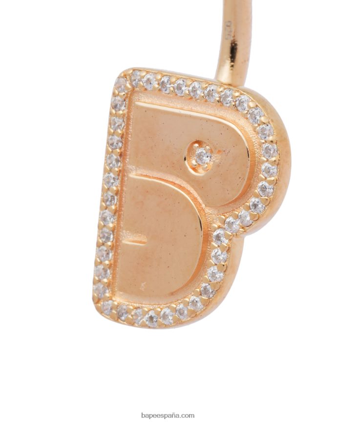 mujer A Bathing Ape aretes con logo y perlas de cristal 288PLL1126 oro