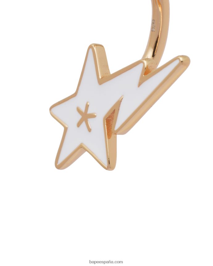 mujer A Bathing Ape aretes con logo y perlas de cristal 288PLL1126 oro