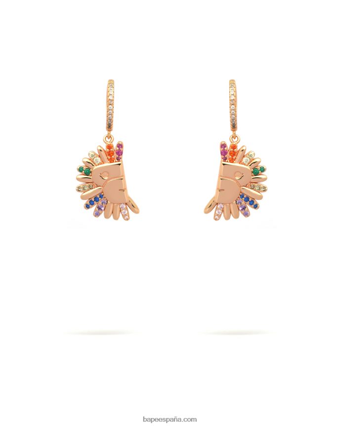 mujer A Bathing Ape aretes dorados con detalles de cristales 288PLL1111 oro