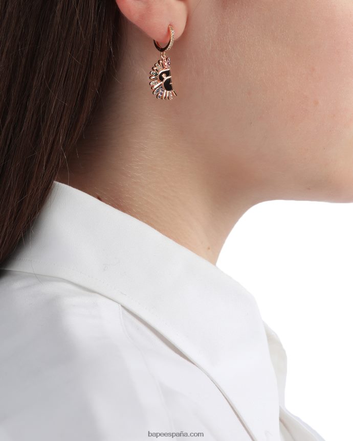 mujer A Bathing Ape aretes dorados con detalles de cristales 288PLL1111 oro