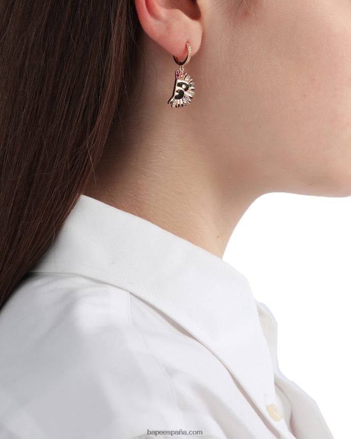 mujer A Bathing Ape aretes dorados con detalles de cristales 288PLL1111 oro