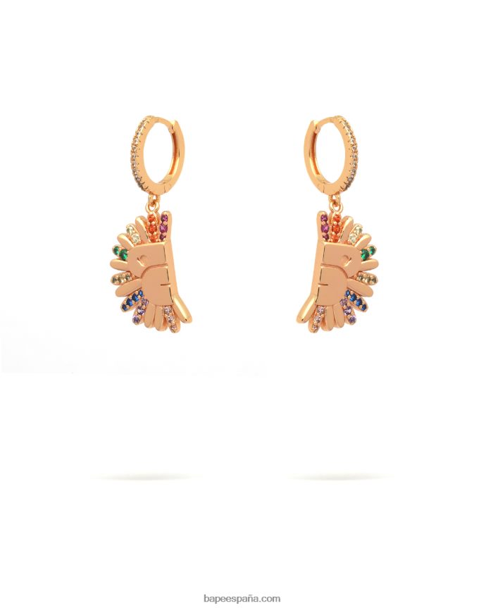 mujer A Bathing Ape aretes dorados con detalles de cristales 288PLL1111 oro