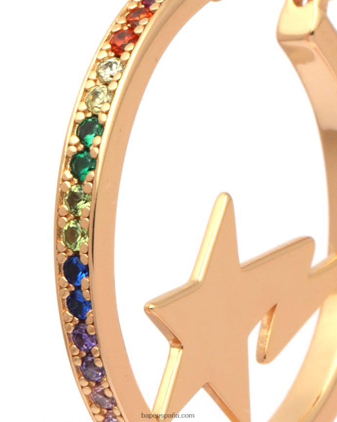 mujer A Bathing Ape arracadas con cristales y logo 288PLL1113 oro