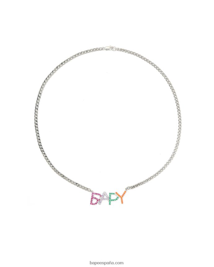 mujer A Bathing Ape collar con cristales y logo 288PLL1125 caso
