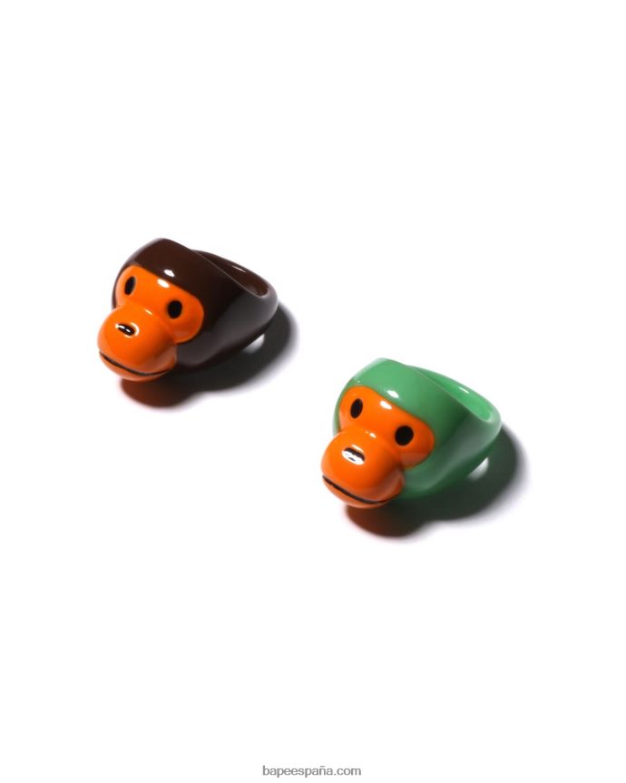 mujer A Bathing Ape juego de anillos bebé milo 288PLL1146 marrón