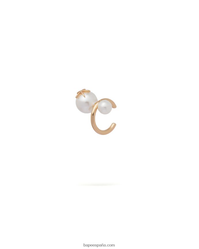 mujer A Bathing Ape pendiente de clip perla y estrella 288PLL1127 oro