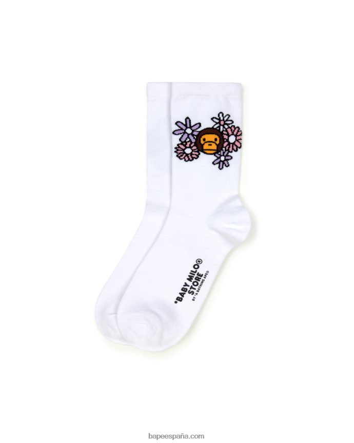 mujer A Bathing Ape bebé milo calcetines 288PLL1099 blanco