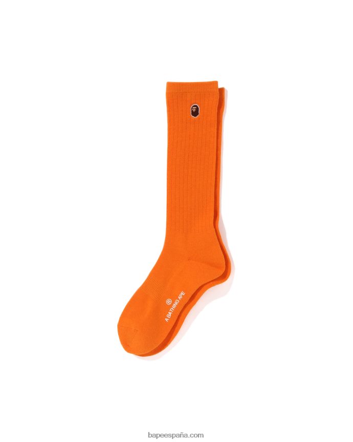 mujer A Bathing Ape cabeza de un punto calcetines 288PLL1070 naranja