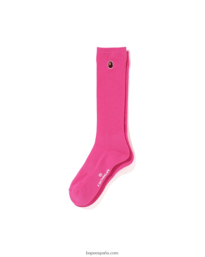 mujer A Bathing Ape cabeza de un punto calcetines 288PLL1071 rosa