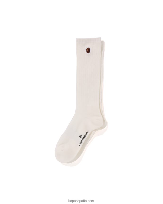 mujer A Bathing Ape cabeza de un punto calcetines 288PLL1072 blanco