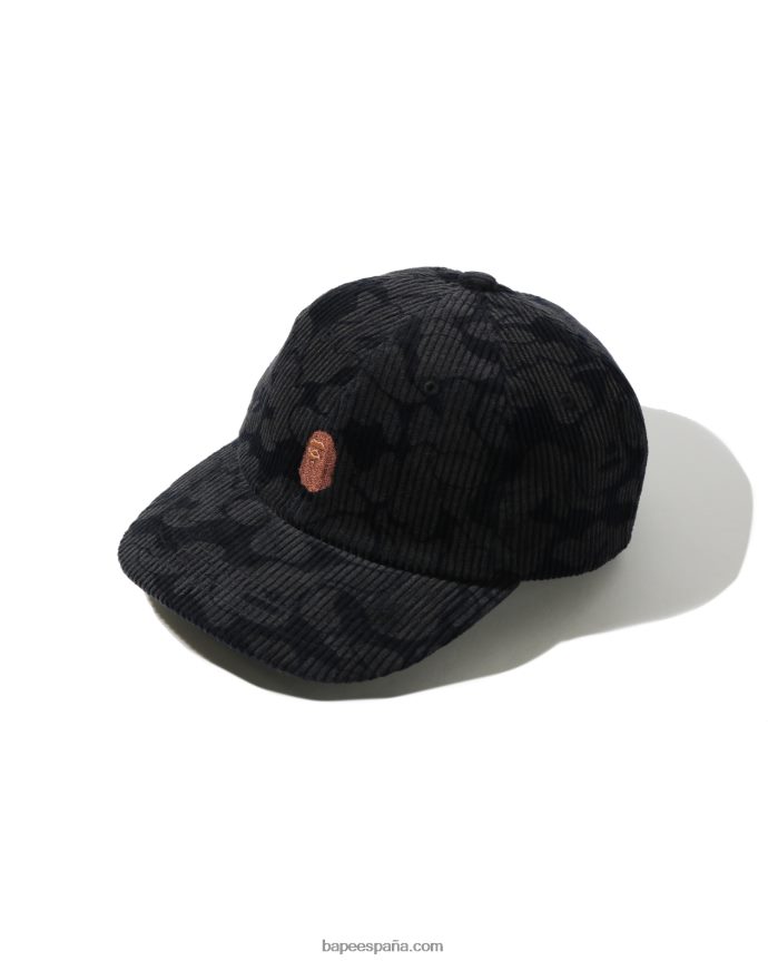mujer A Bathing Ape gorra con panel de pana de camuflaje sólido 288PLL1154 Azul marino