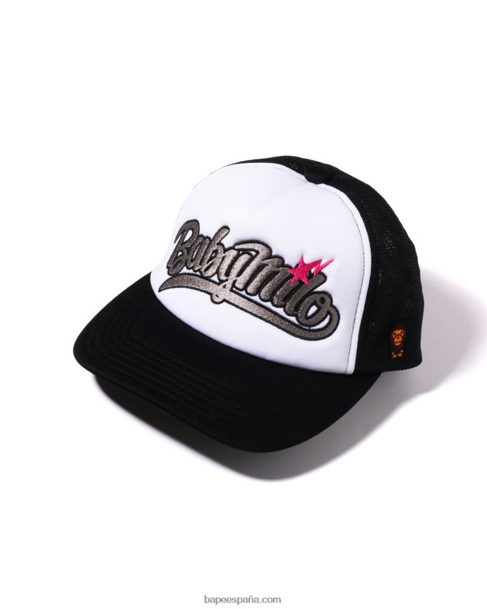 mujer A Bathing Ape gorra de malla con bordado baby milo 288PLL1141 negro