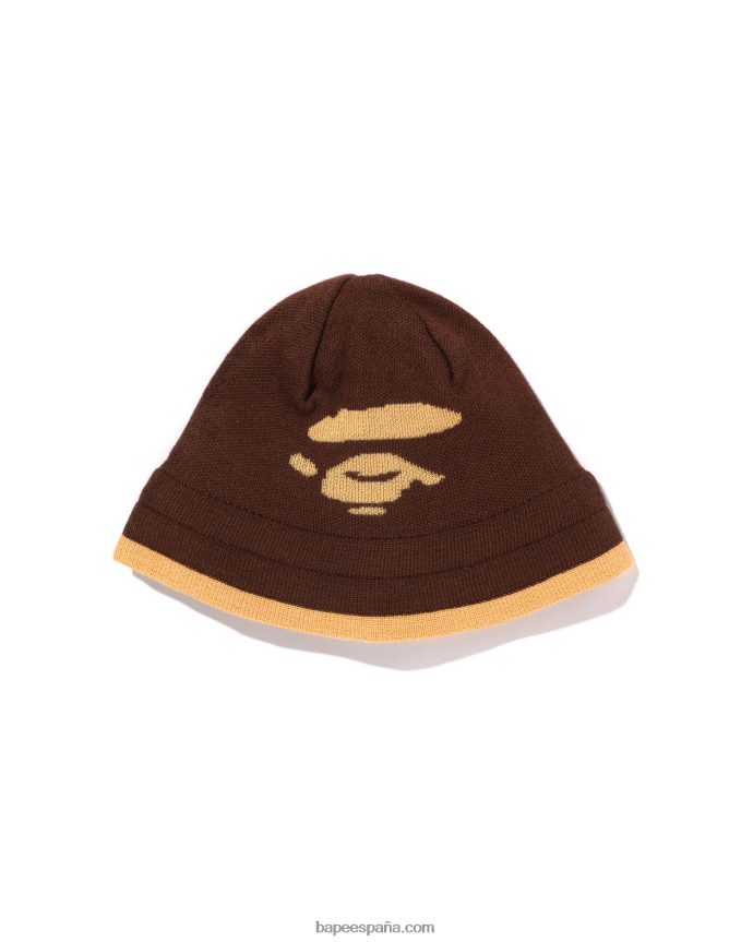 mujer A Bathing Ape gorro tejido con cara 288PLL1105 marrón