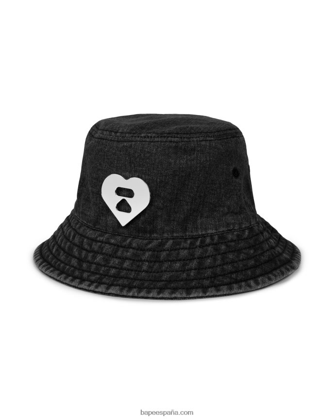 mujer A Bathing Ape sombrero de pescador de mezclilla 288PLL1086 negro
