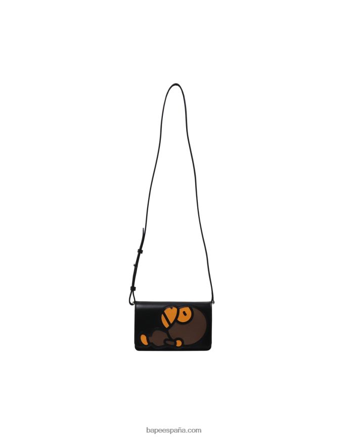 mujer A Bathing Ape bolso de hombro baby milo de piel 288PLL1265 negro