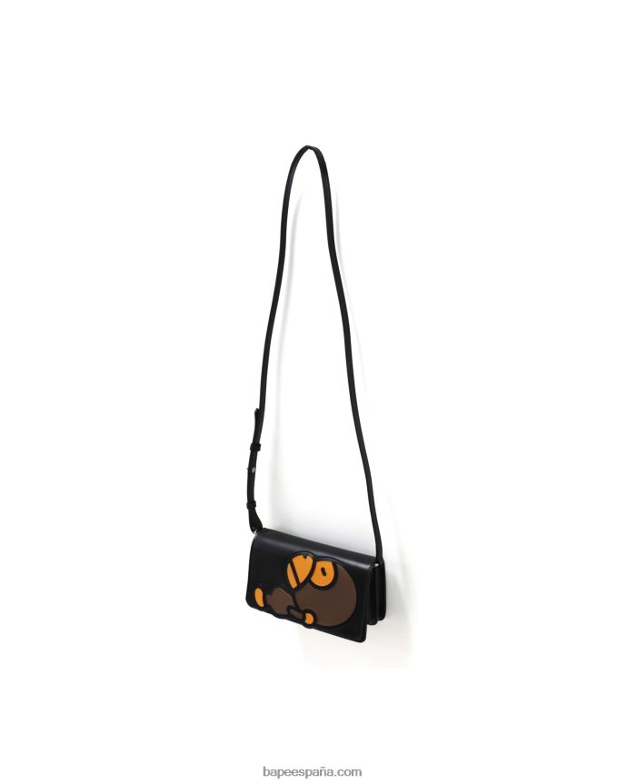 mujer A Bathing Ape bolso de hombro baby milo de piel 288PLL1265 negro