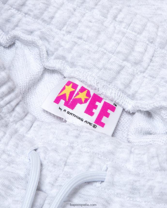 mujer A Bathing Ape bermudas con logo 288PLL960 gris