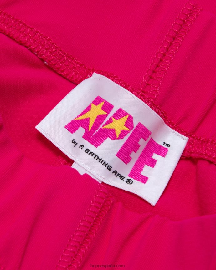 mujer A Bathing Ape pantalones cortos ajustados 288PLL942 rosa carmín