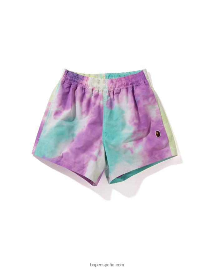 mujer A Bathing Ape pantalones cortos de un punto con efecto tie dye 288PLL990 caso