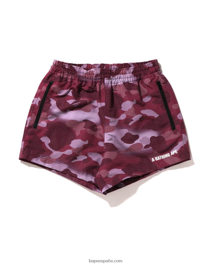 mujer A Bathing Ape shorts de camuflaje de rejilla 288PLL898 rojo ladrillo