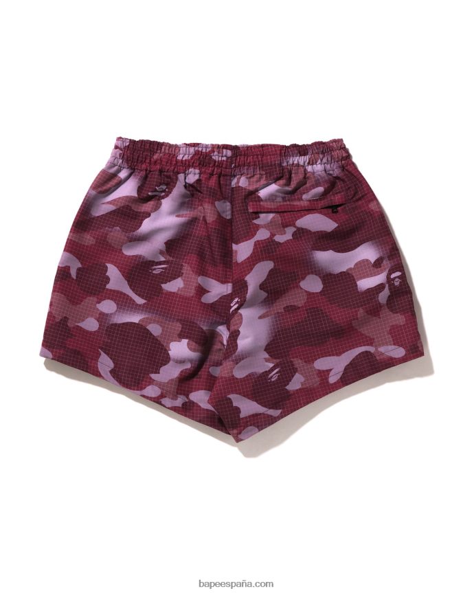 mujer A Bathing Ape shorts de camuflaje de rejilla 288PLL898 rojo ladrillo