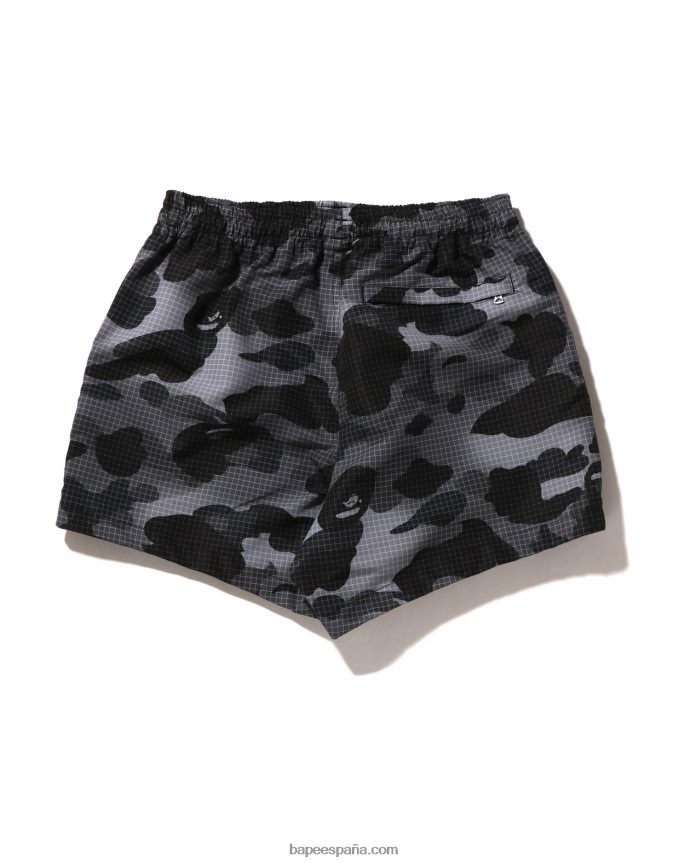 mujer A Bathing Ape shorts de camuflaje de rejilla 288PLL899 negro