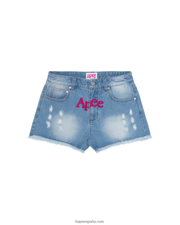 mujer A Bathing Ape shorts de mezclilla con logo 288PLL967 mezclilla