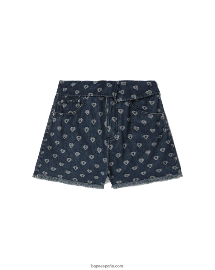 mujer A Bathing Ape shorts de mezclilla con motivo de mordida 288PLL811 mezclilla