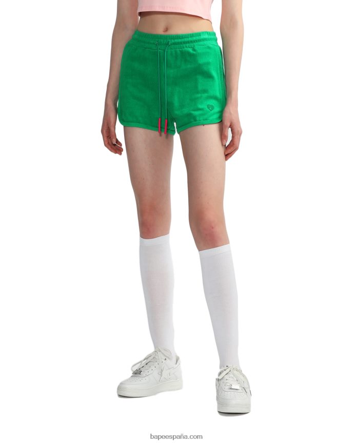mujer A Bathing Ape shorts deportivos de toalla 288PLL829 Esmeralda