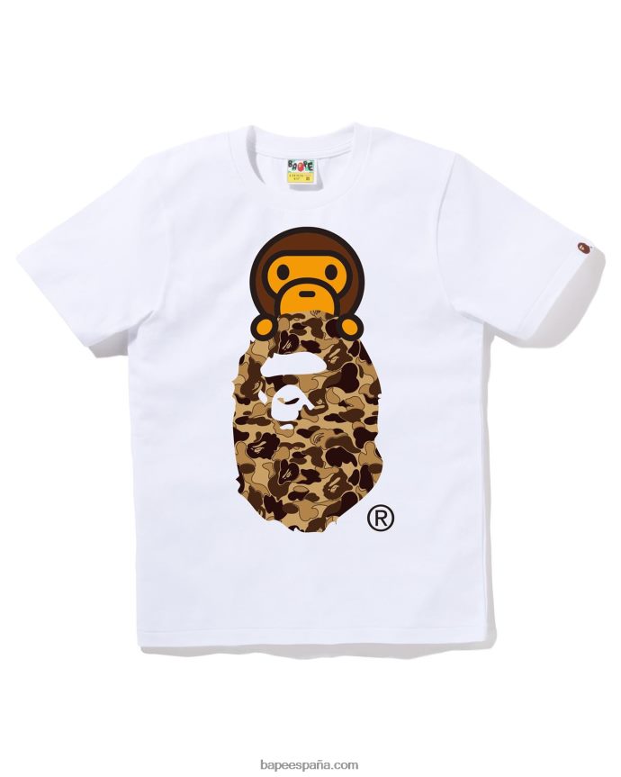 mujer A Bathing Ape Cookie camo 2 milo en camiseta de cabeza 288PLL806 blanco