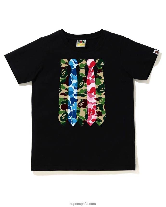 mujer A Bathing Ape camiseta abc camo con lazo en el cuello 288PLL887 negro