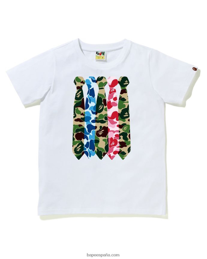 mujer A Bathing Ape camiseta abc camo con lazo en el cuello 288PLL888 blanco