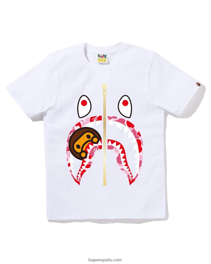 mujer A Bathing Ape camiseta abc camo milo shark 288PLL779 blanco
