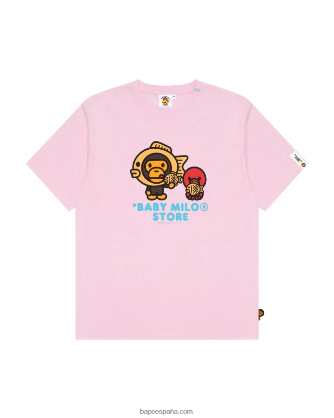 mujer A Bathing Ape camiseta con estampado de bebé milo 288PLL861 rosa