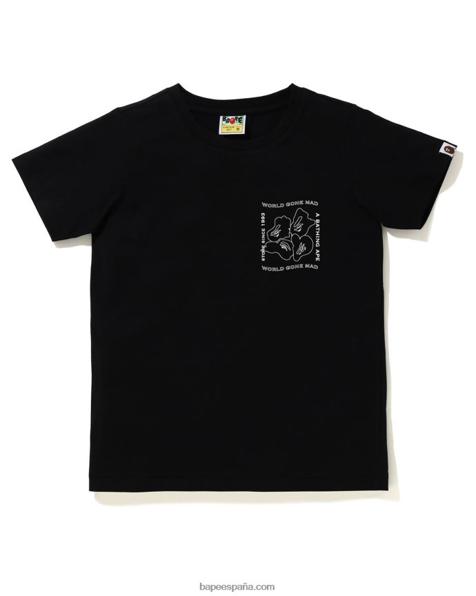 mujer A Bathing Ape camiseta con estampado de tinta 288PLL927 negro