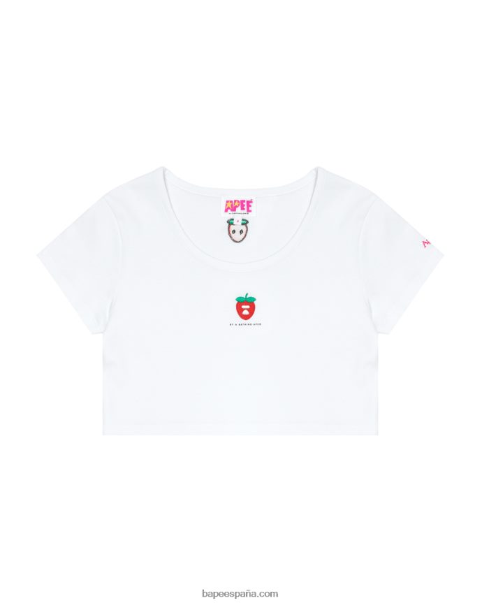 mujer A Bathing Ape camiseta con logo y bayas 288PLL939 blanco blanqueado