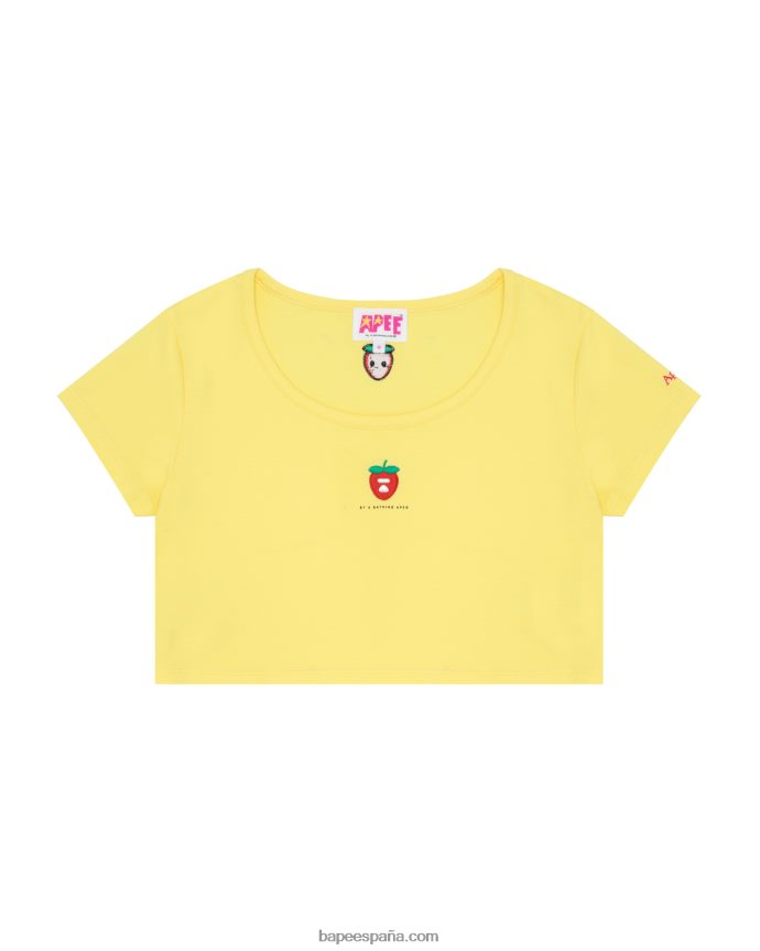 mujer A Bathing Ape camiseta con logo y bayas 288PLL940 Limon amarillo