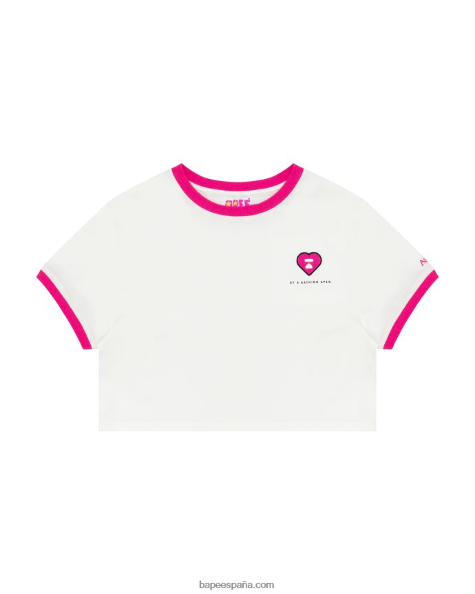 mujer A Bathing Ape camiseta corta con corazón 288PLL963 pared blanca