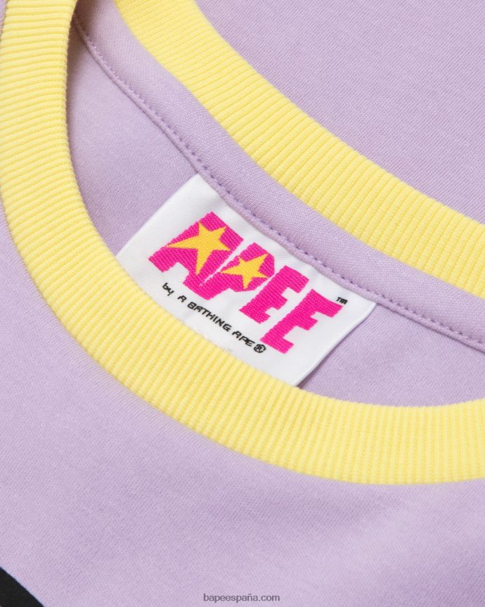mujer A Bathing Ape camiseta corta con gráfico 288PLL1046 púrpura