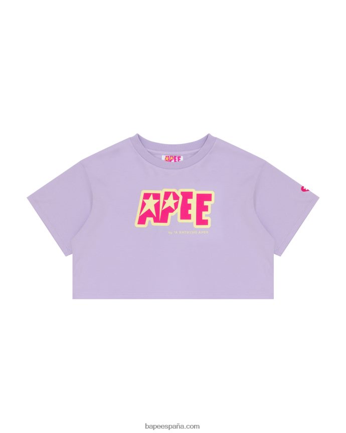 mujer A Bathing Ape camiseta corta con logo doble 288PLL955 lila pastel