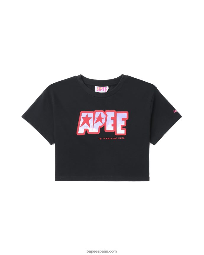 mujer A Bathing Ape camiseta corta con logo estampado 288PLL797 negro