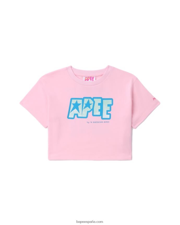 mujer A Bathing Ape camiseta corta con logo estampado 288PLL798 rosa