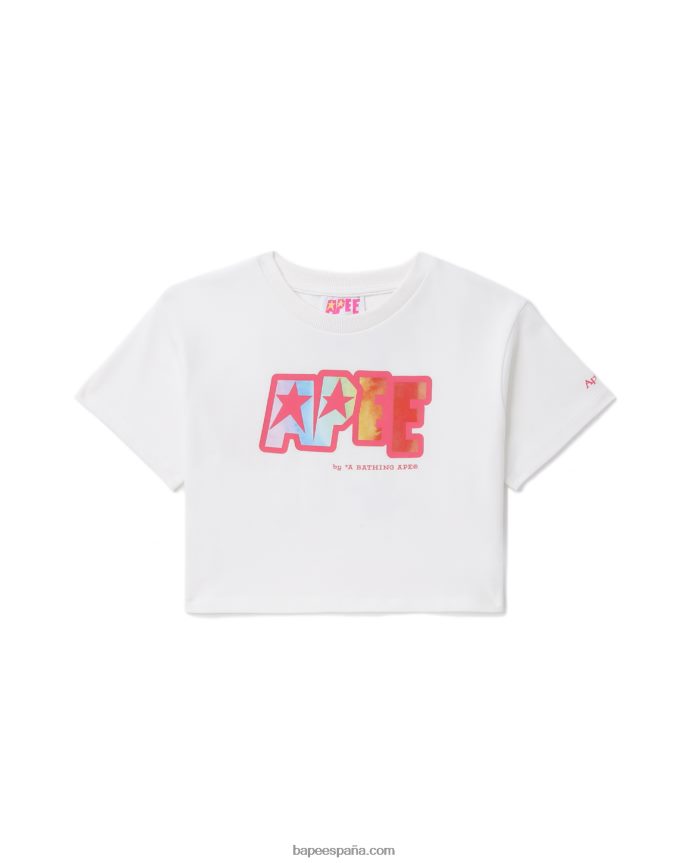 mujer A Bathing Ape camiseta corta con logo estampado 288PLL799 blanco